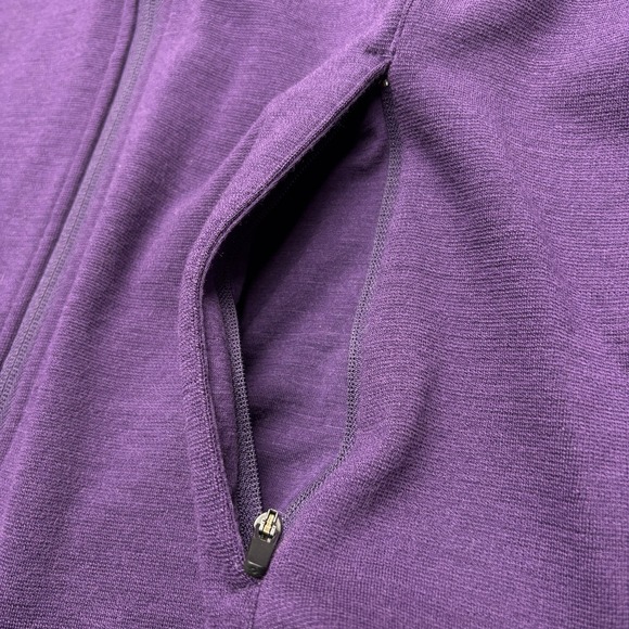 Ibex Merino Wool Full Zip Jacket Purple Pockets Hiking Outdoors Size L - Picture 7 of 15
